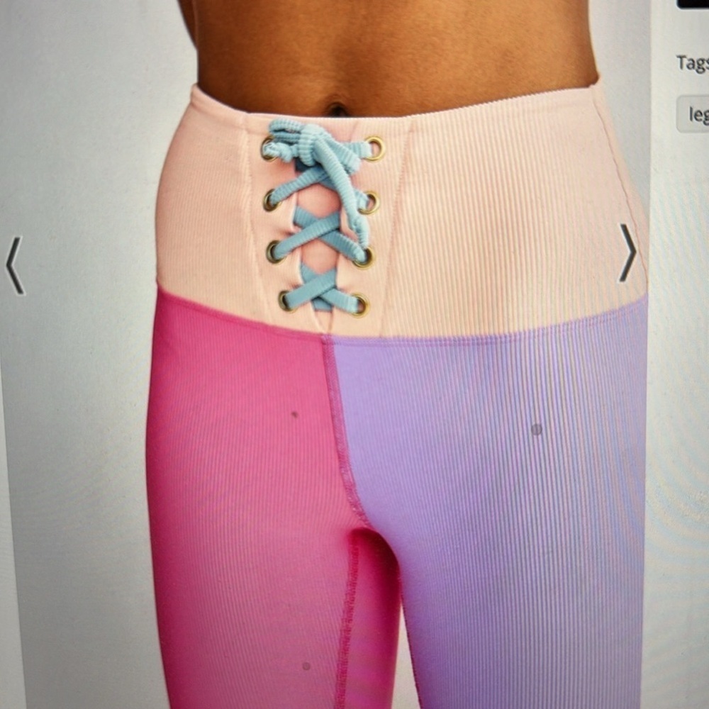 LoveShackFancy x Beach Riot Colorblock Lace-Up waist Leggings wore these once!